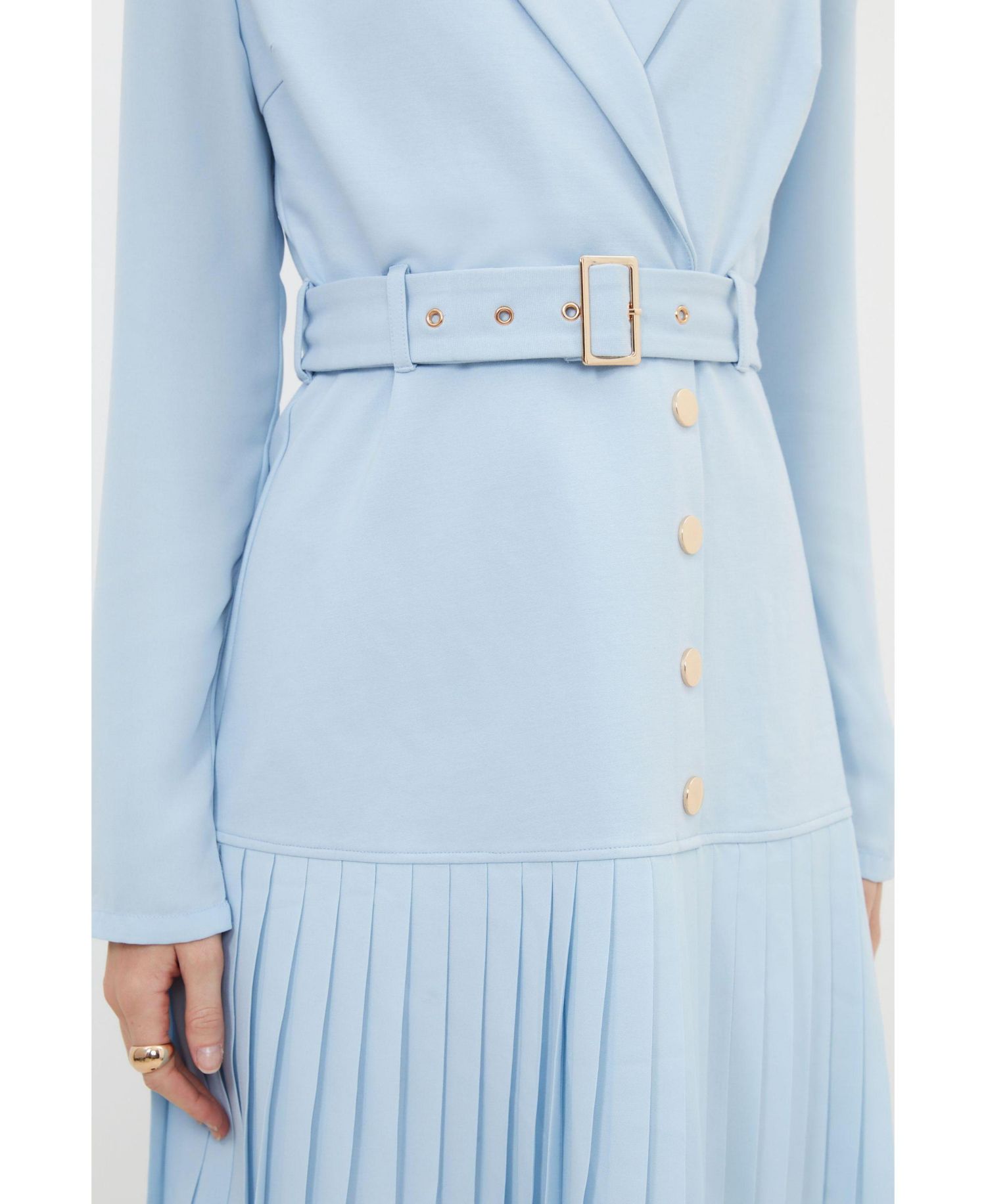 Women's Pleated Skirt Collared Mini Dress