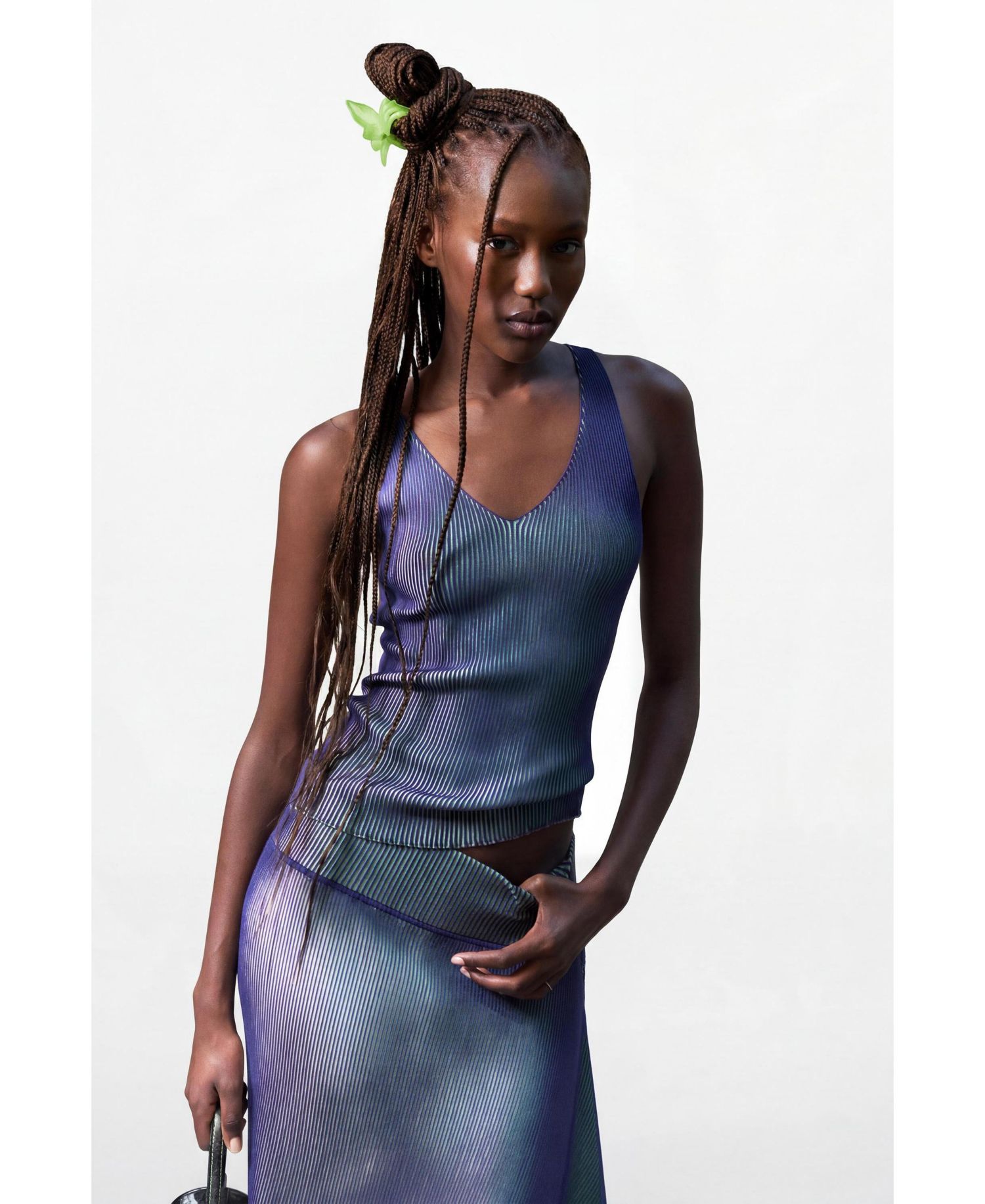Women's Long iridescent knit skirt