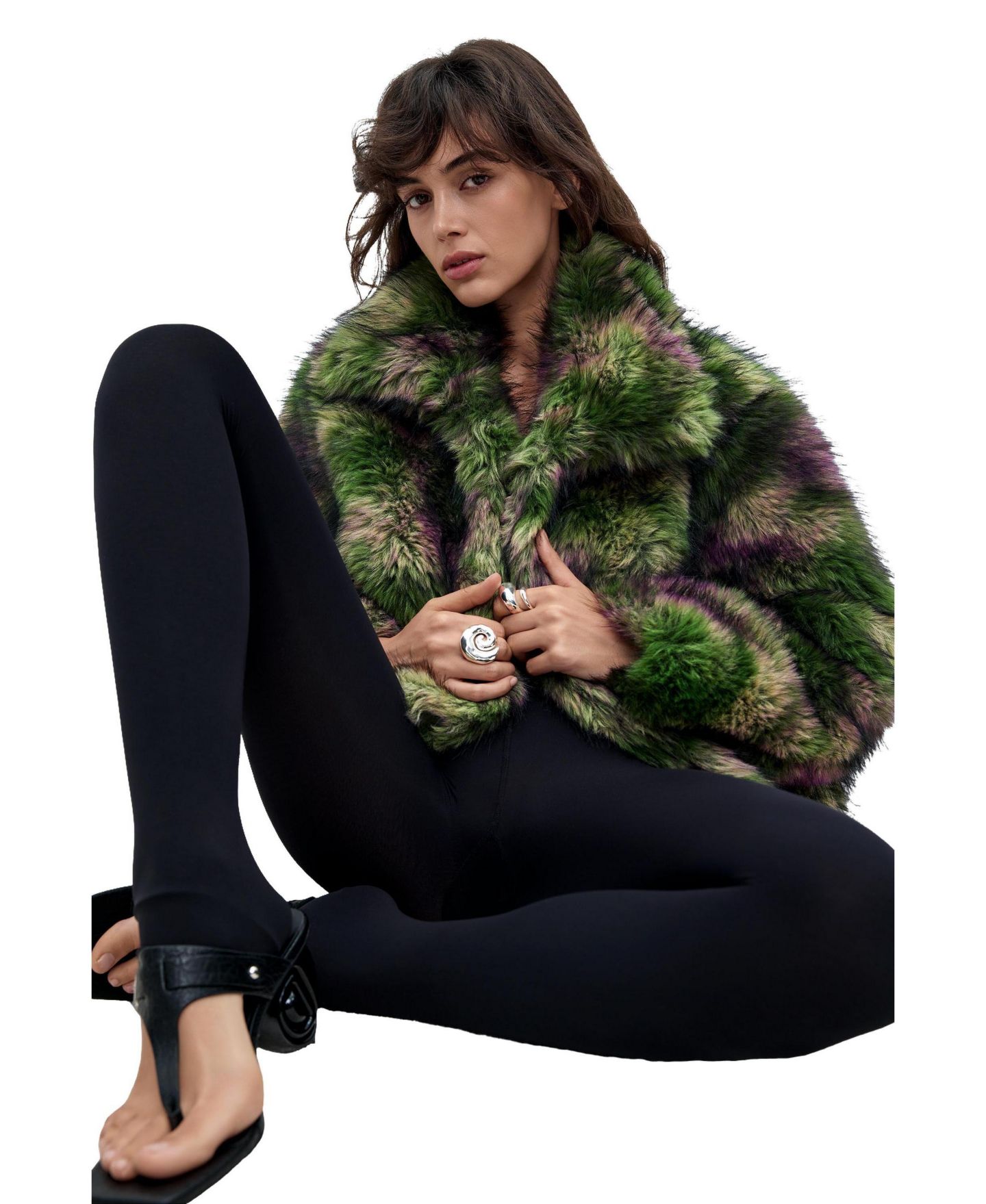 Женская куртка Desigual Synthetic Fur Coat Lacroix, цвет: Зелёный — фото 3