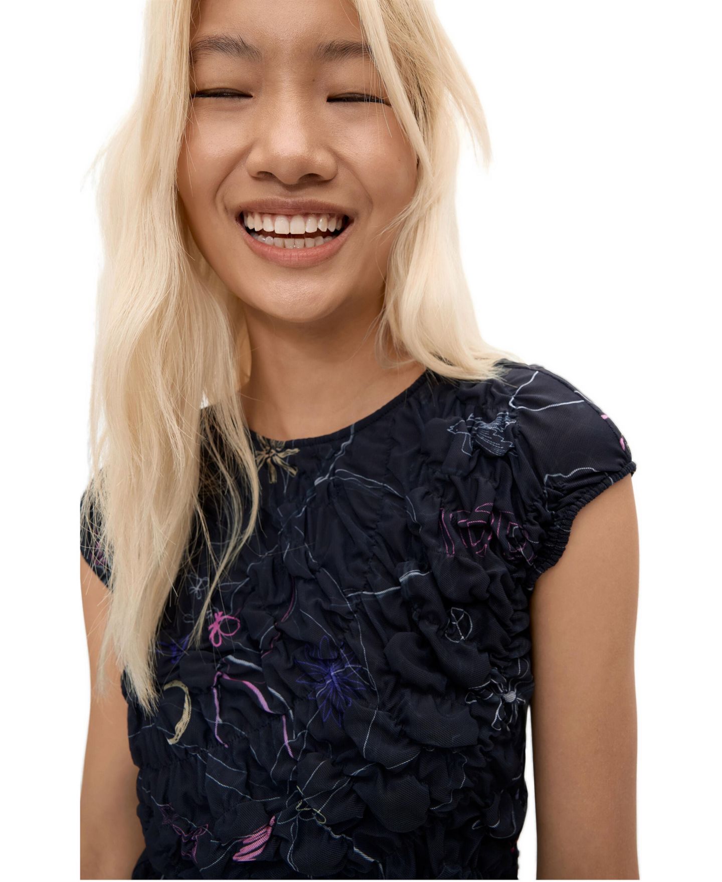 Женская футболка Desigual Floral-Knit, цвет: Чёрный — фото 3