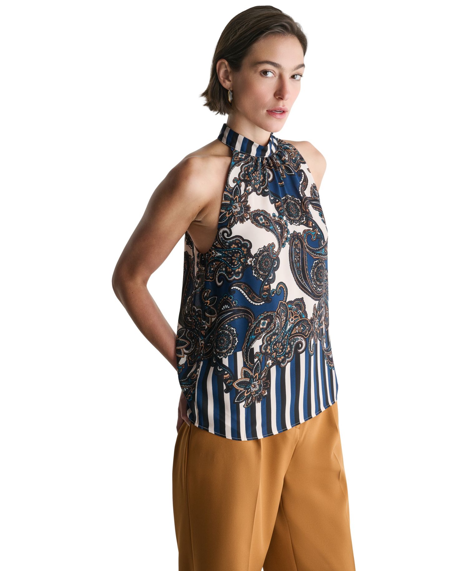 Women's Halter Sleeveless Print Blouse