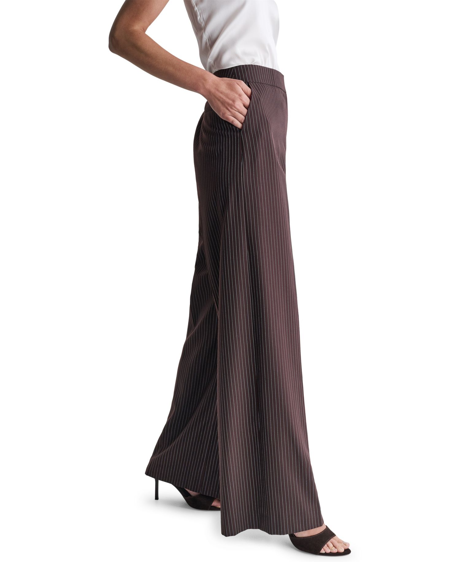 Women's Pinstripe High-Waist Wide-Leg Pants