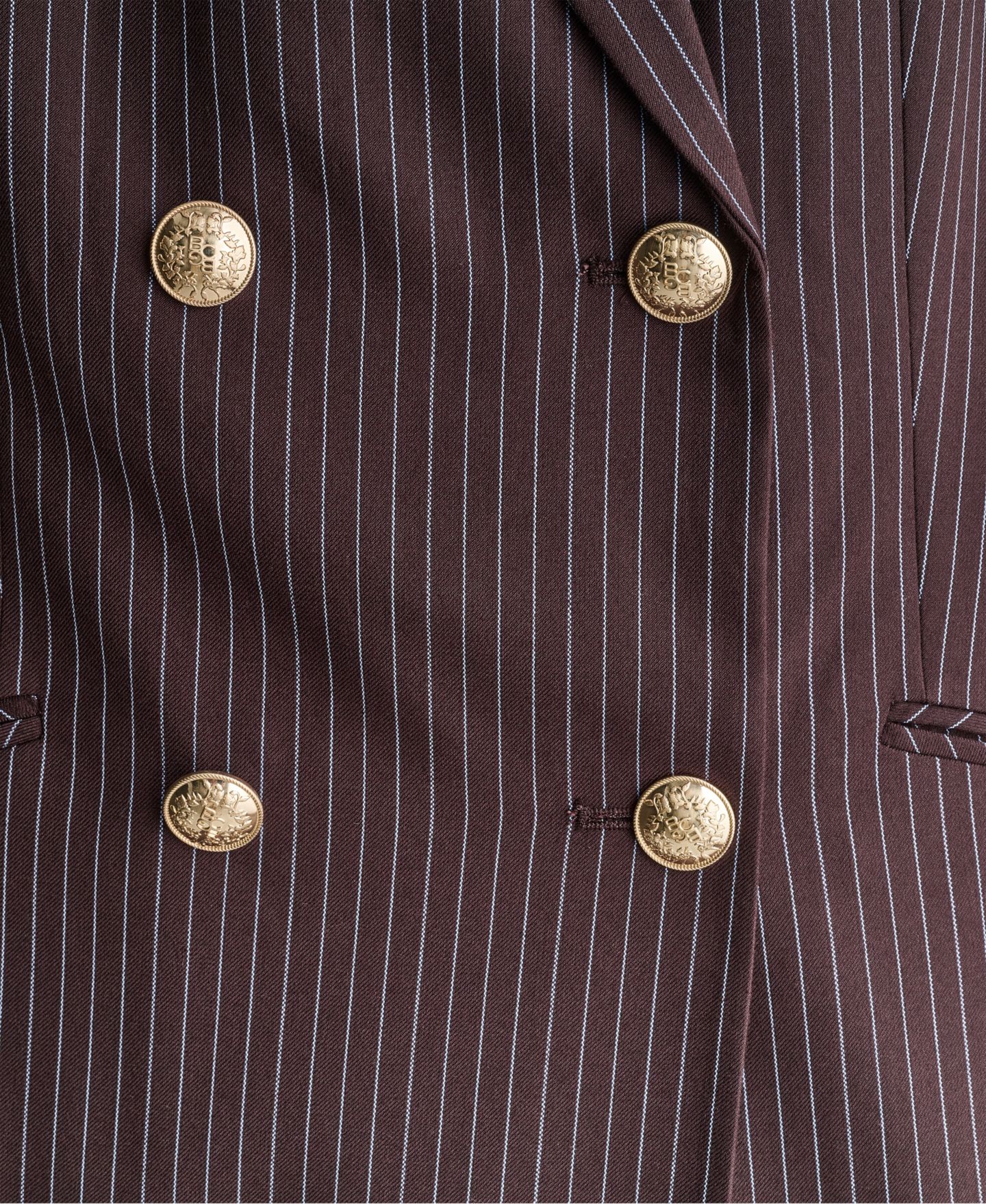 Женский пиджак BCBG Double-Breasted Pinstripe Blazer, цвет: Трюфельный чёрный — фото 9
