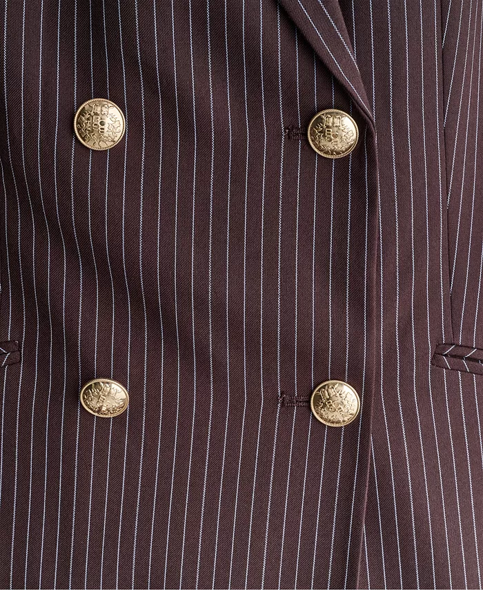Women's Double-Breasted Pinstripe Blazer - thumbnail 9