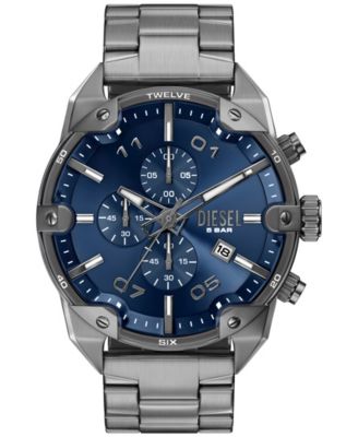 Men's Spiked Quartz Chronograph Gunmetal Stainless Steel Watch 49mm