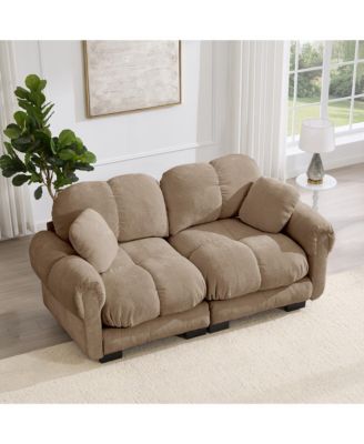 Chenille Cloud Loveseat Sofa with Exquisite Pillows Soft Padded Armrests Stylish Petal Design Fits Living Rooms and Bedrooms