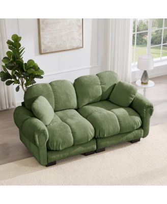 Chenille Cloud Loveseat Sofa with Exquisite Pillows Soft Padded Armrests Stylish Petal Design Fits Living Rooms and Bedrooms