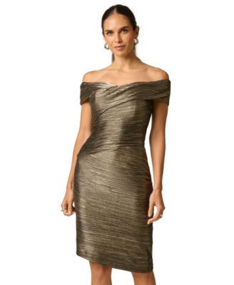 Women's Off-the-Shoulder Metallic-Knit Sheath Dress