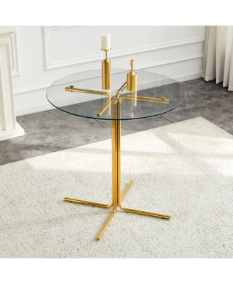 Round Glass Bar Table, 36 Inch, Tempered Glass