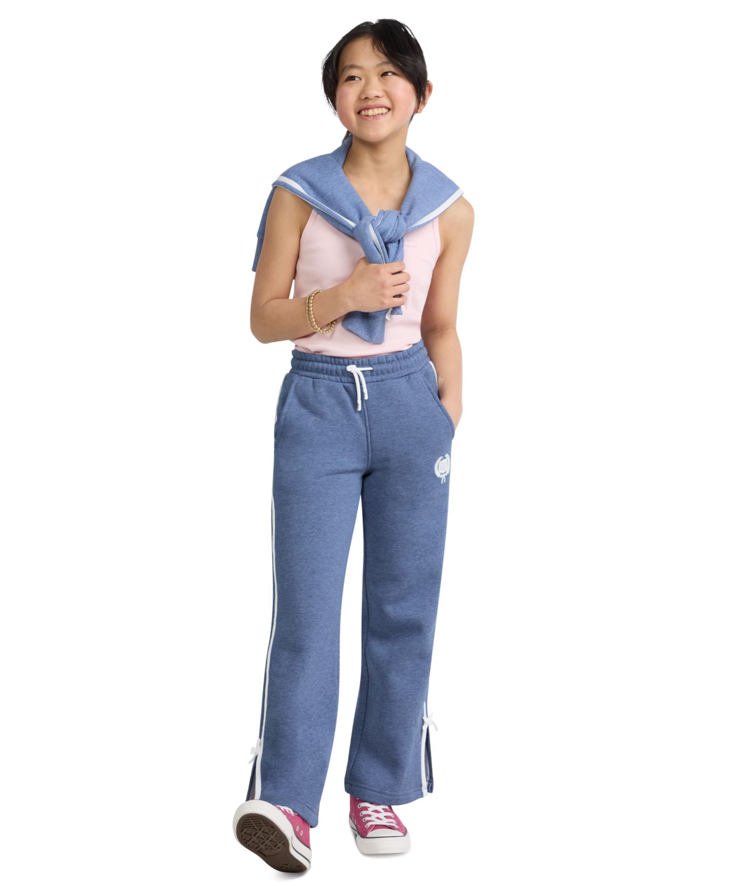 Брюки Levi's Wide Leg Knit Pants для девочек, цвет: Синий меланжевый — фото 2