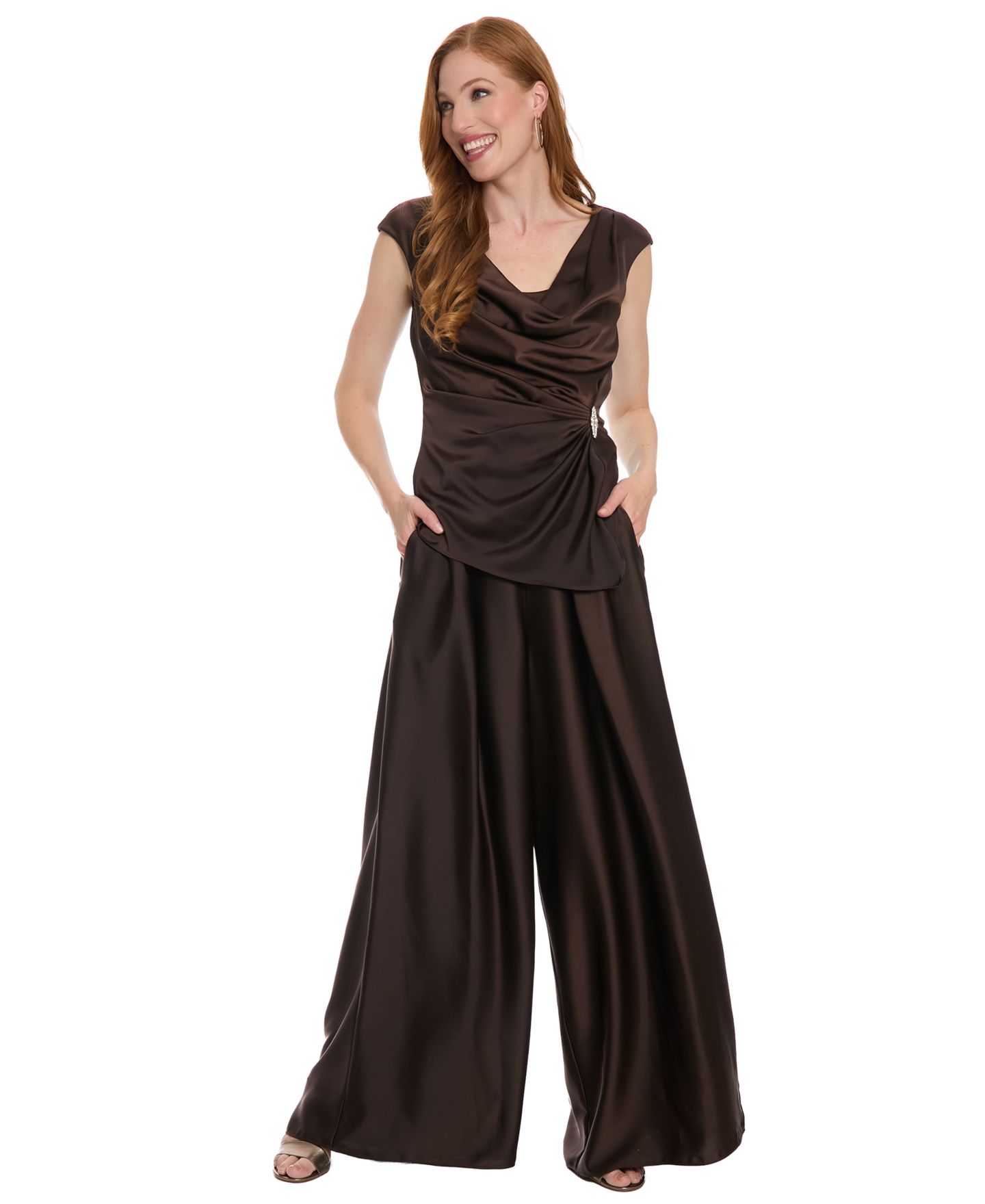 Женские брюки Muse High-Waisted Pleated Wide-Leg, цвет: Java — фото 2