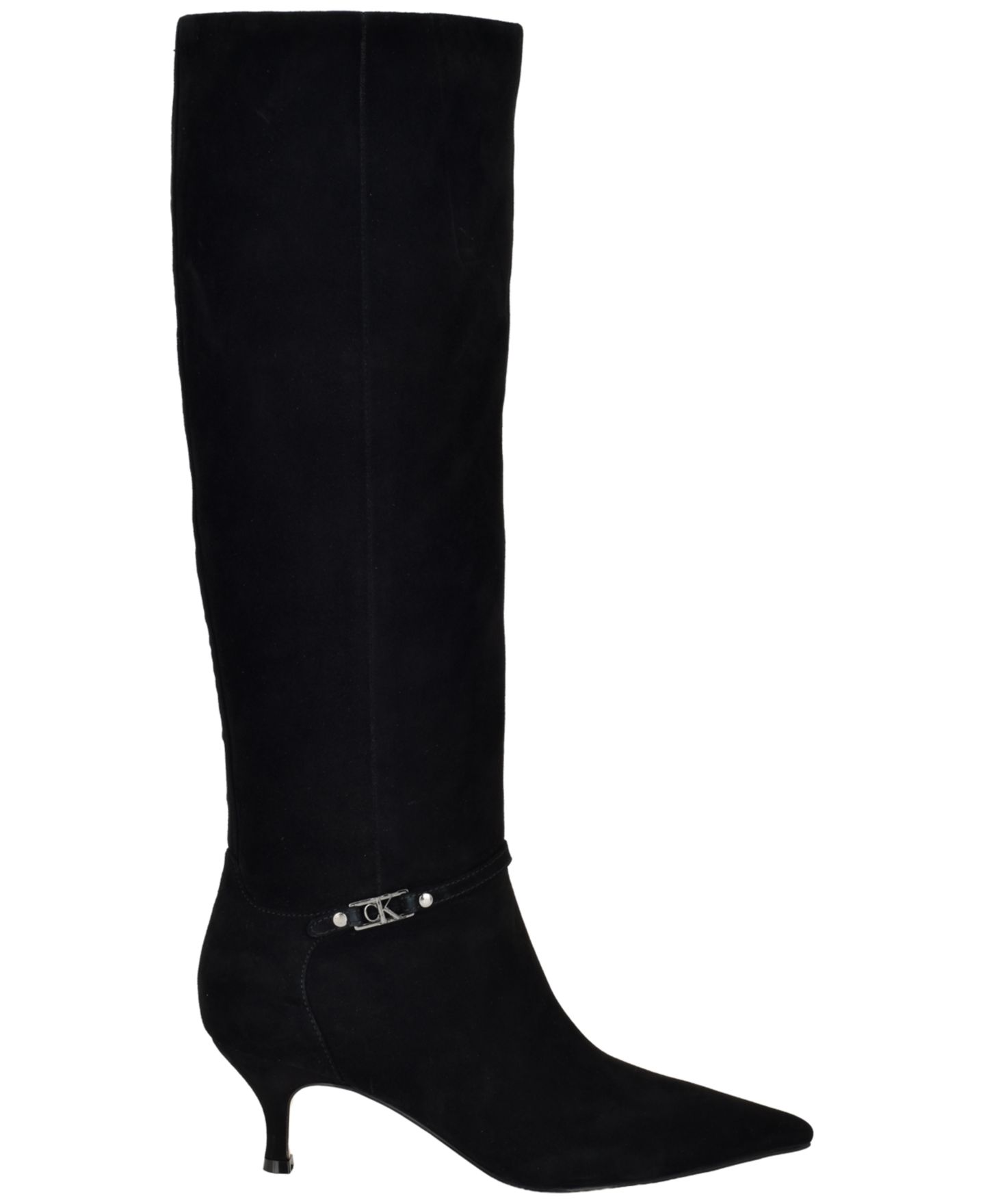 Женские ботинки Calvin Klein Serray Tall Suede Pointed Toe, цвет: Чёрный замшевый — фото 2