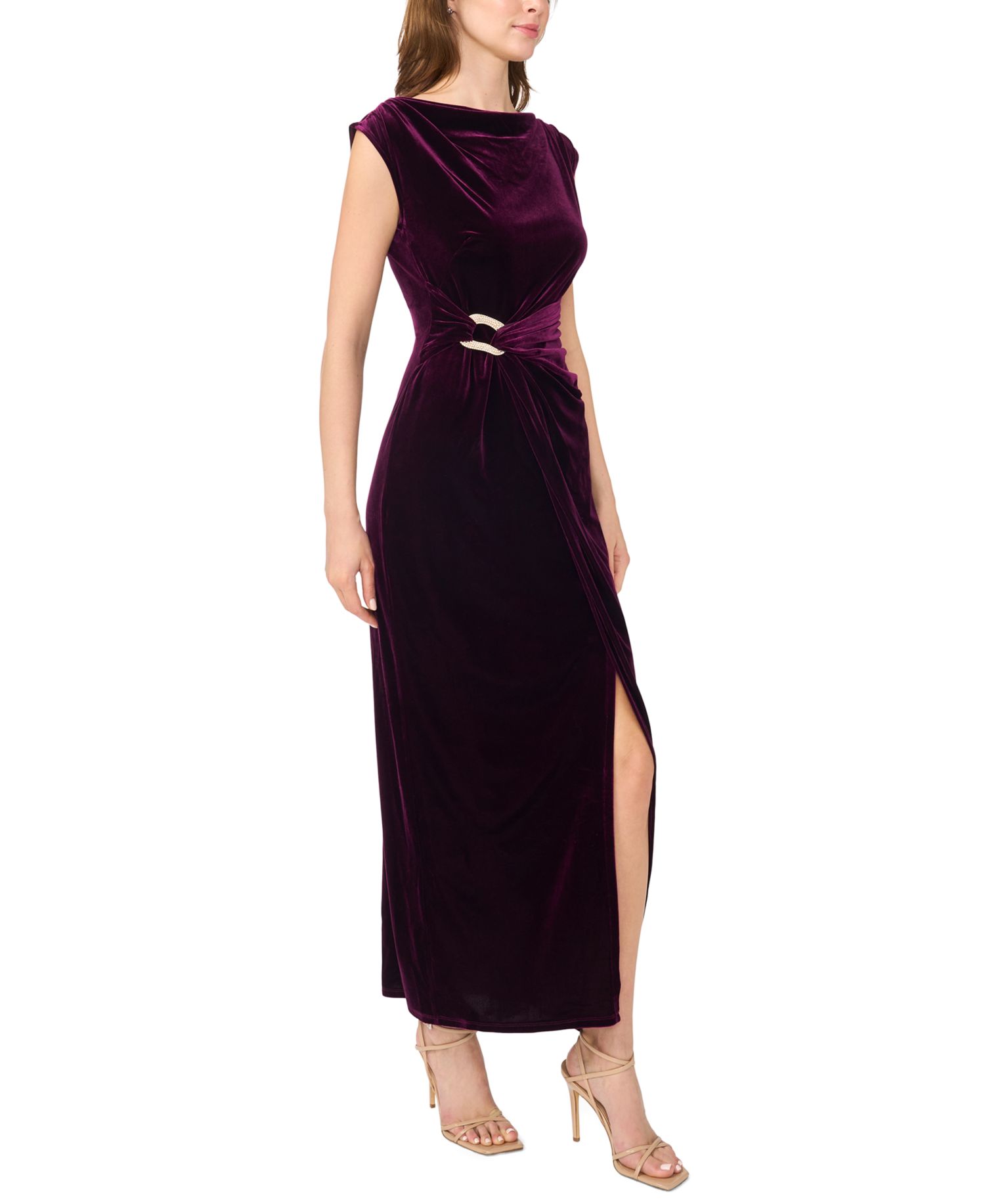 Women's Cowl Neck Velvet Sleeveless Dress