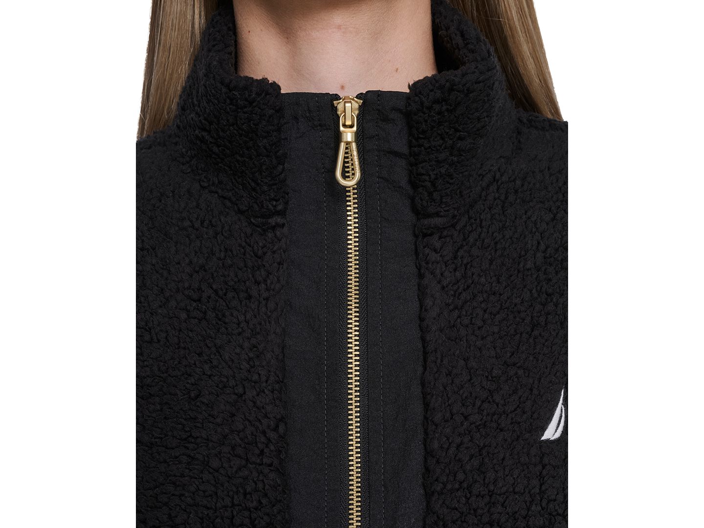 Женская куртка Nautica Sherpa Quarter-Zip, цвет: Чёрный — фото 4