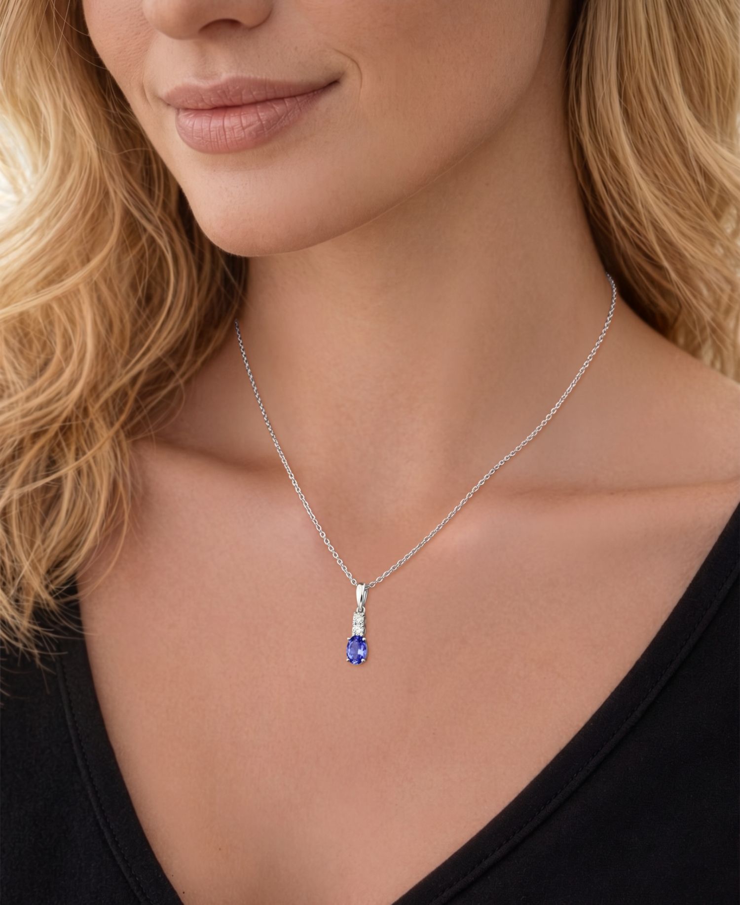 2-Piece Lab-Grown Blue Sapphire (3/4 ct. t.w.) & White Sapphire (1/5 ct. t.w.) Pendant Necklace & Earrings Set in Sterling Silver