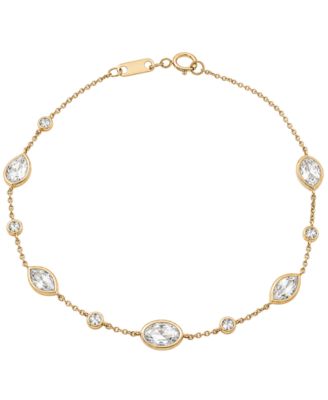 Lab-Grown White Sapphire (2-3/4 ct. t.w.) Bracelet in 14k Gold Over Sterling Silver