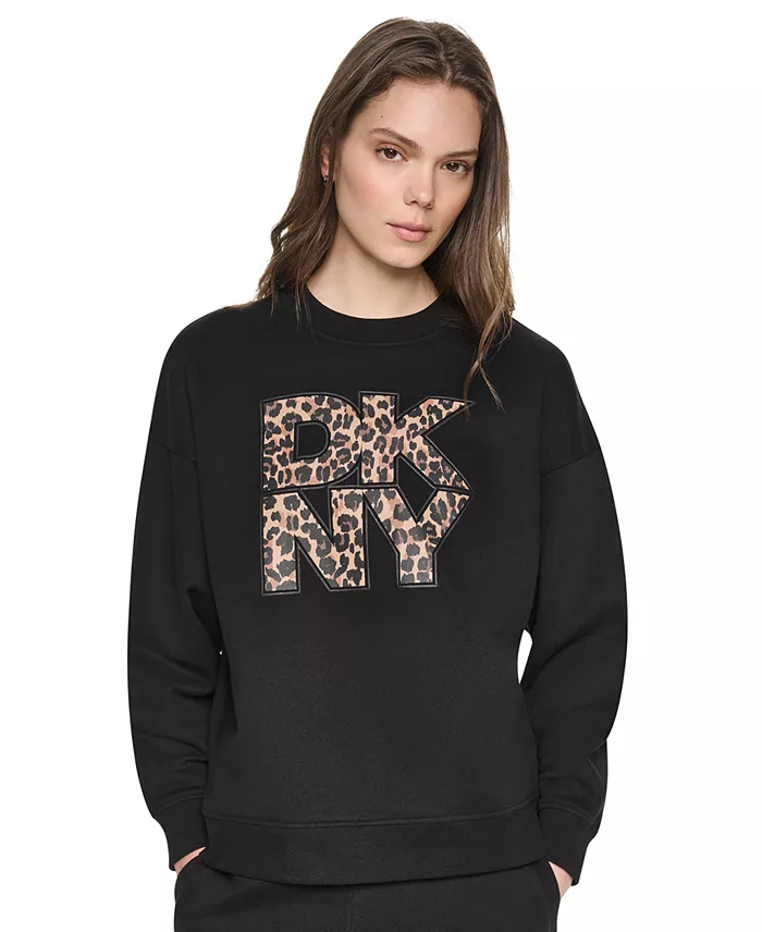 Women's Stacked Puff Outline Graphic Crewneck Pullover Sweatshirt