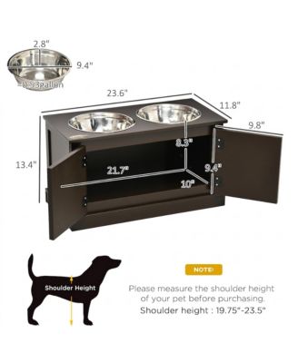 Elevated Dog Bowls with Storage Cabinet and Two Stainless Steel Bowls for Large Dogs