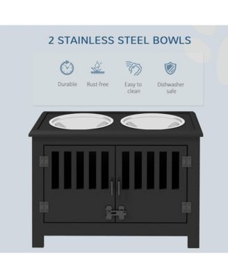 Dog Food Storage Cabinet with Feeding Station and Dishwasher Safe Bowls
