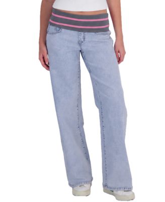 Juniors' Pull-On Low-Rise Wide-Leg Denim