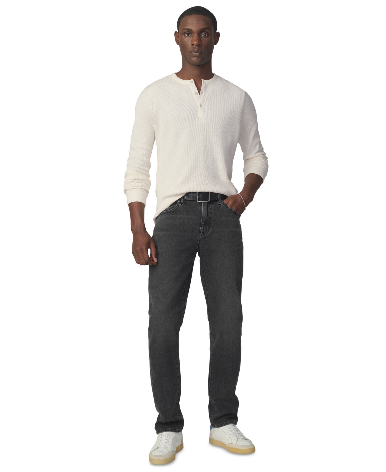 Men's Long-Sleeve Henley Waffle T-Shirt