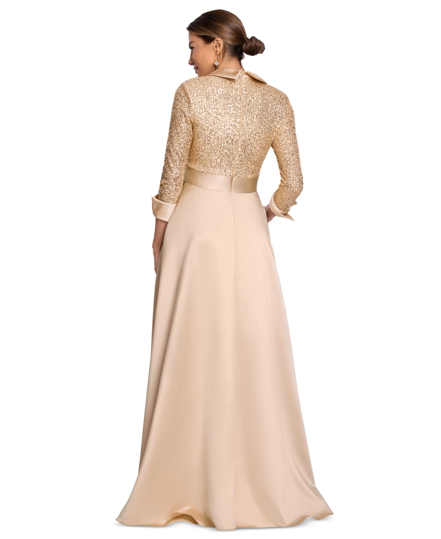 Women's Sequined Tuxedo Belted Ball Gown