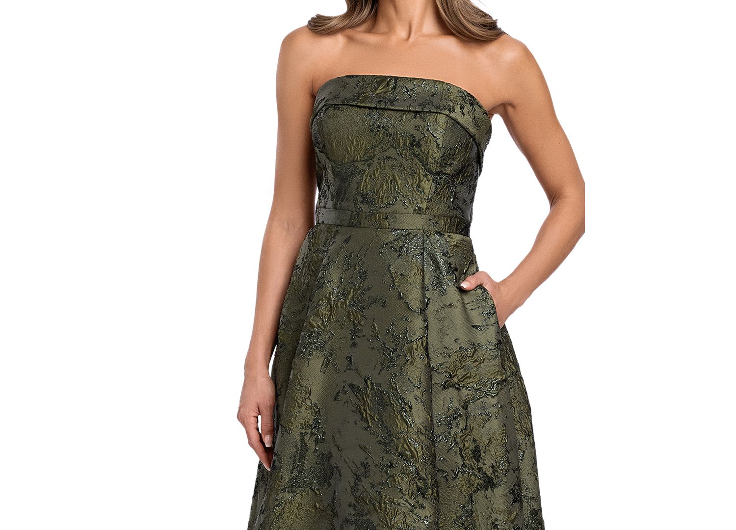 Women's Strapless Brocade Gown