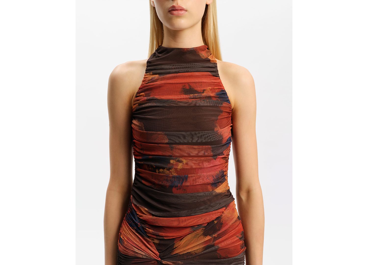 Women's Natalya Printed Mesh Mock Neck Dress