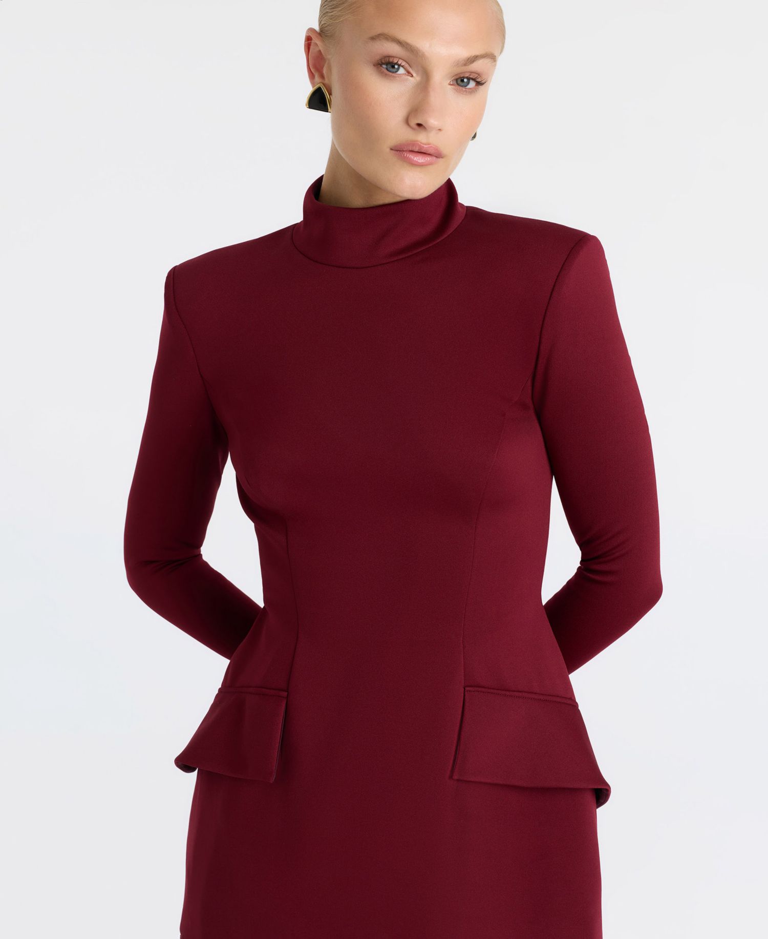 Women's Mock Neck Long Sleeve Sheath Mini Dress