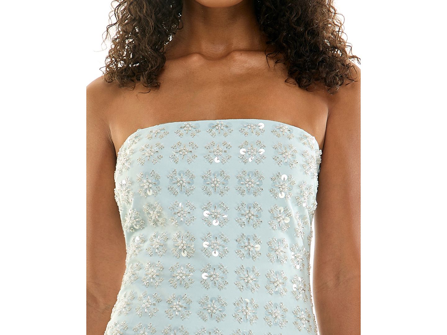 Женское платье SENI & CADE Juniors' Beaded Floral Strapless, цвет: Синий — фото 4