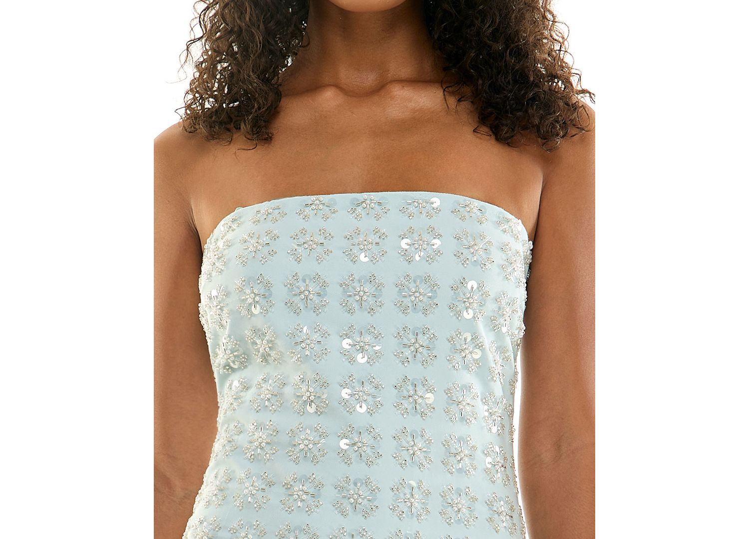 Juniors' Beaded Floral Strapless Dress