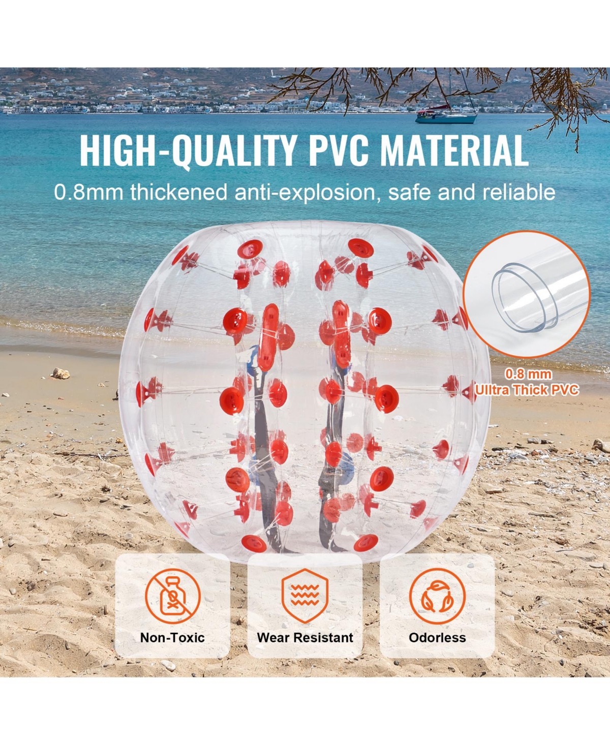 Vevor Inflatable Bumper Ball 1-Pack Pvc Sumo Zorb Ball for Teen