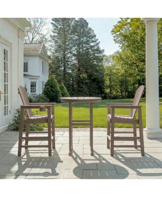 Streamdale 3-Piece Antique Wood HDPE Indoor/Outdoor Bar Height Bistro Set