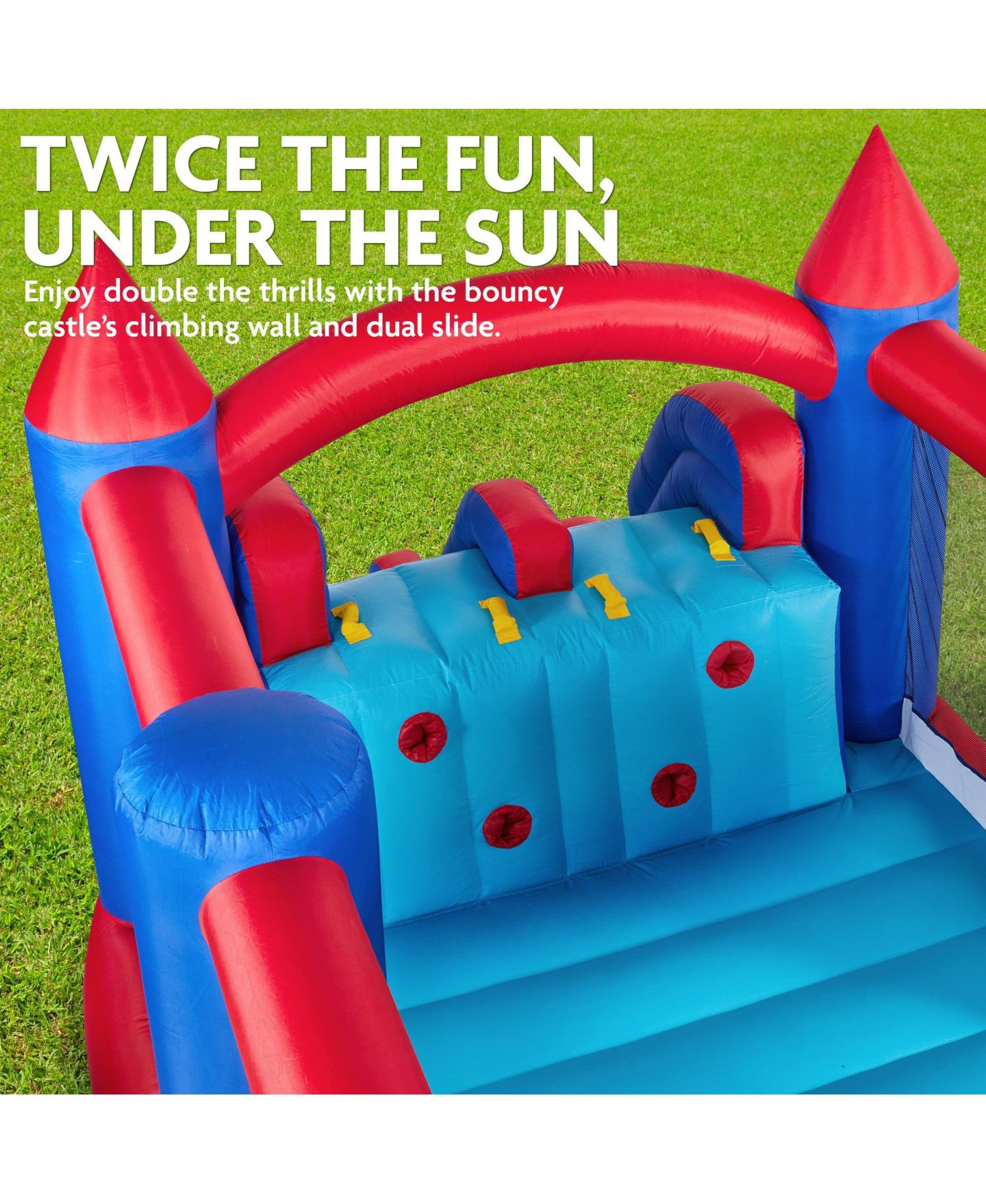Детская игрушка Sunny & Fun Water Slide Bounce House with Climbing Walls, 14.1'L x 13.1'W x 7.3'H, Nylon, For Up to 5 Children, Ages 5+, цвет: Синий — фото 7