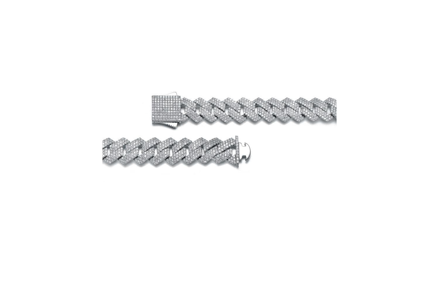 Dazzling Men's White Gold Plated Chic CZ Pave Chain Bracelet