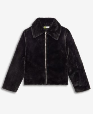 Girls' XS-XL Solid Faux-Fur Jacket