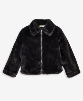 Toddler Girls' 12M-5T Solid Faux-Fur Jacket