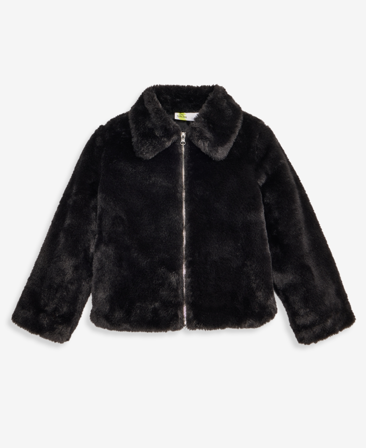 Epic Threads Kids' Toddler Girls' 12m-5t Solid Faux-fur Jacket, Macy's Exclusive In Deep Black