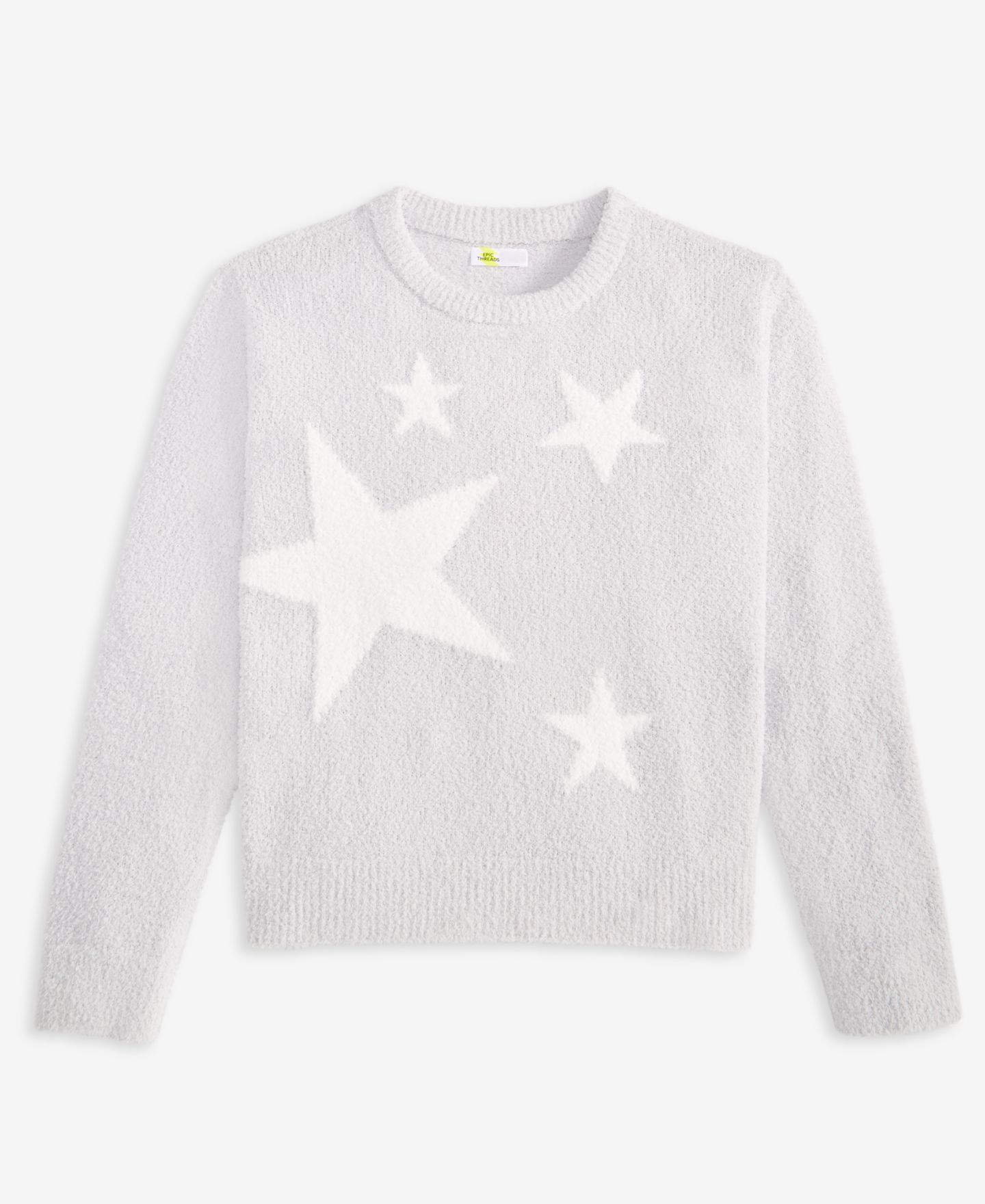Свитер Epic Threads Crewneck Stars для девочек, цвет: Snowflake — фото 1