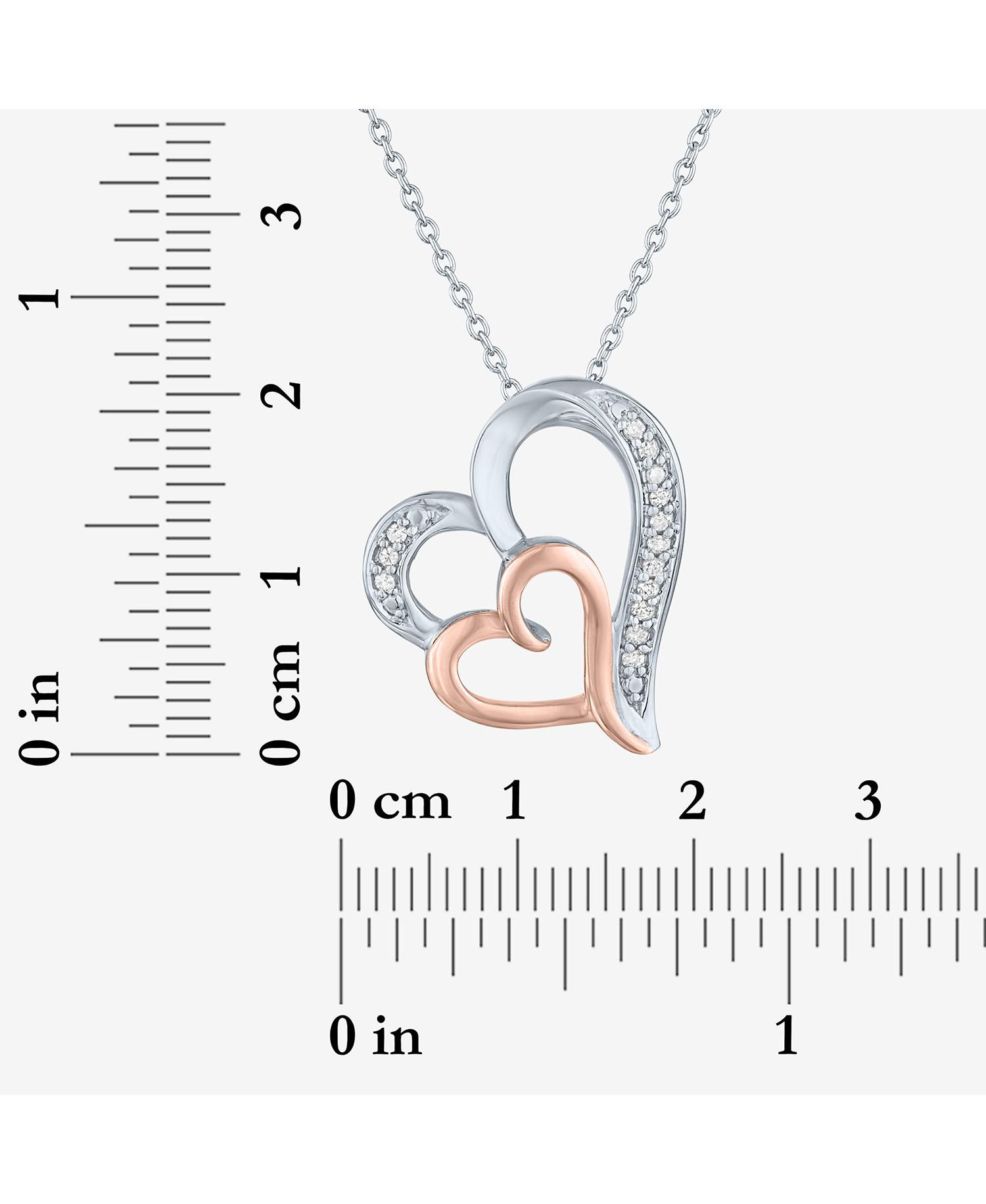 Diamond Double Heart Pendant Necklace in Sterling Silver and 14k Rose Gold (1/10 ct. t.w.)