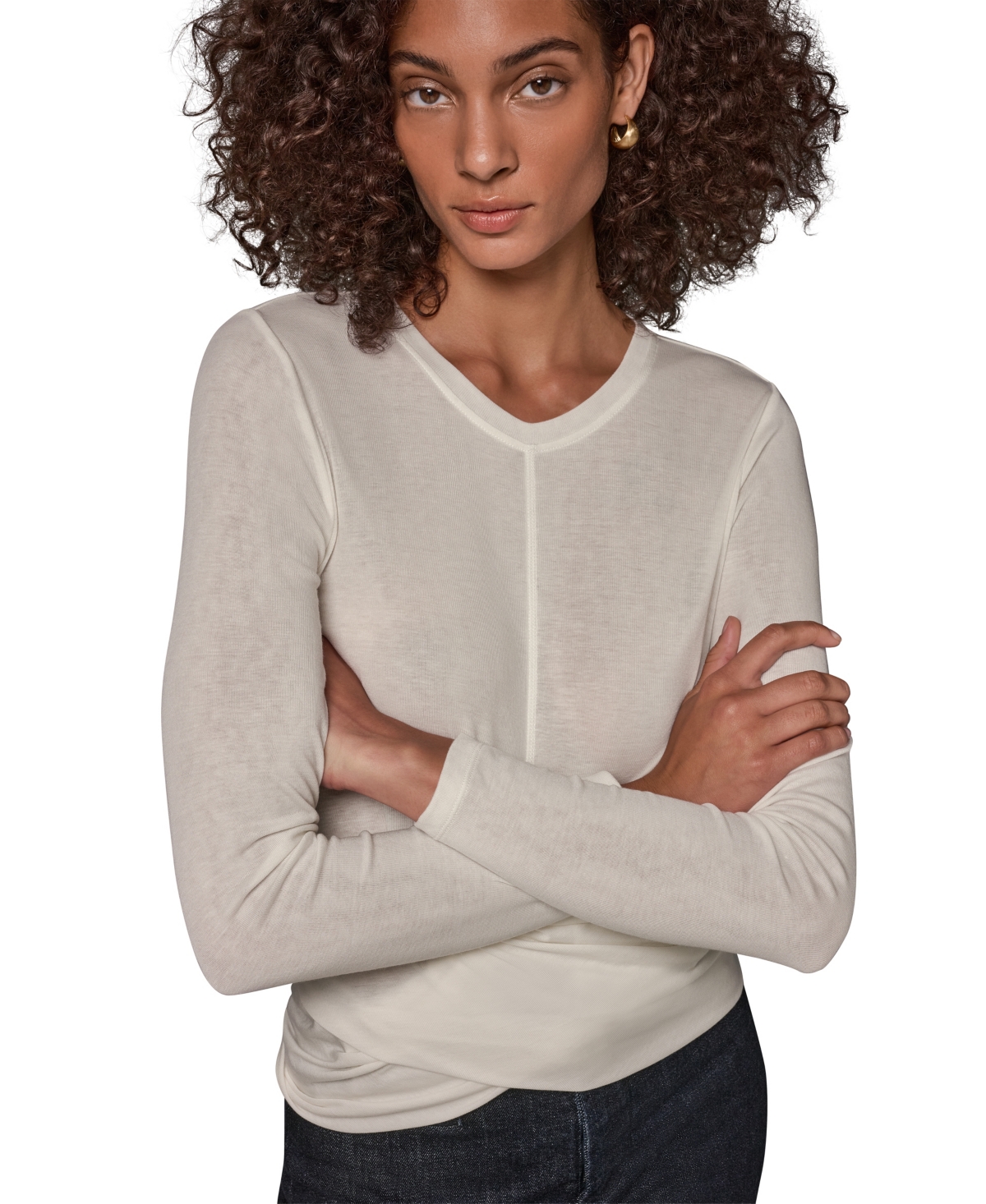 Donna Karan Weekend Women's Long-Sleeve Drape Front Top