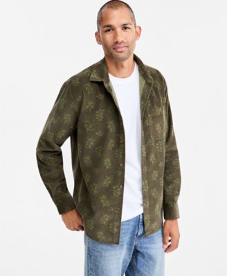 Men's Corduroy Long-Sleeve Floral Shirt