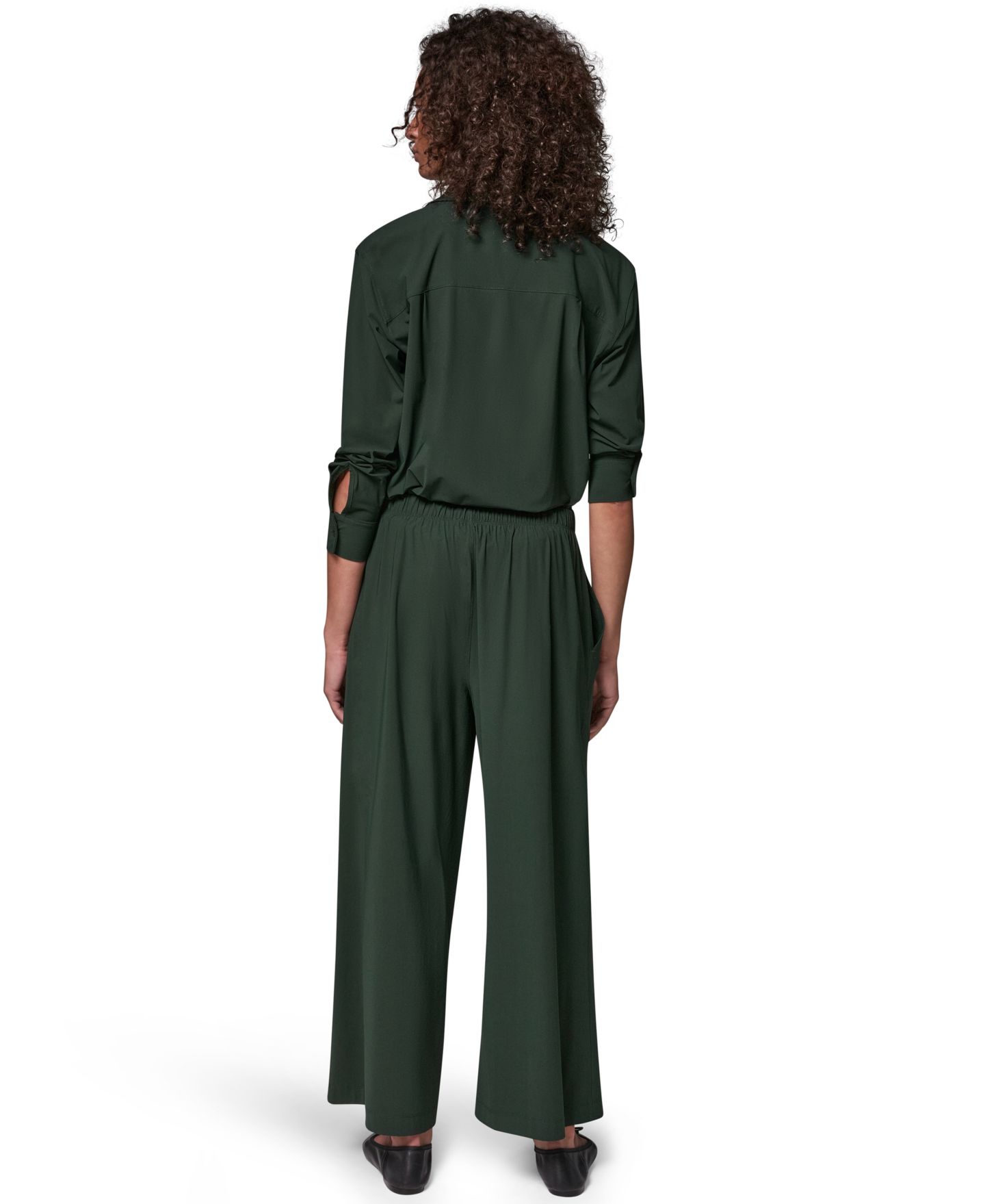 Женские широкие брюки Donna Karan Weekend со средней посадкой без застёжки, цвет: Чёрный тёмно-зелёный — фото 6