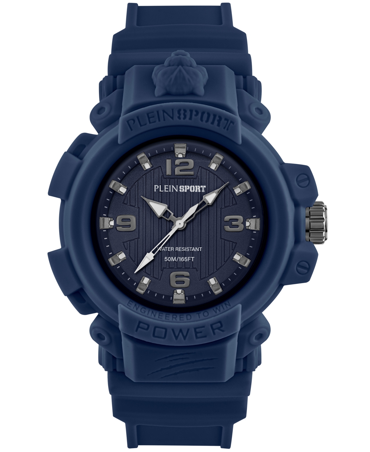 Plein Sport New Combat Men's Quartz Round Blue Silicone Case Watch 44mm - Blue