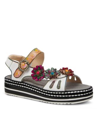 Women's Laga Platform Sandal with Hand-Painted Leather