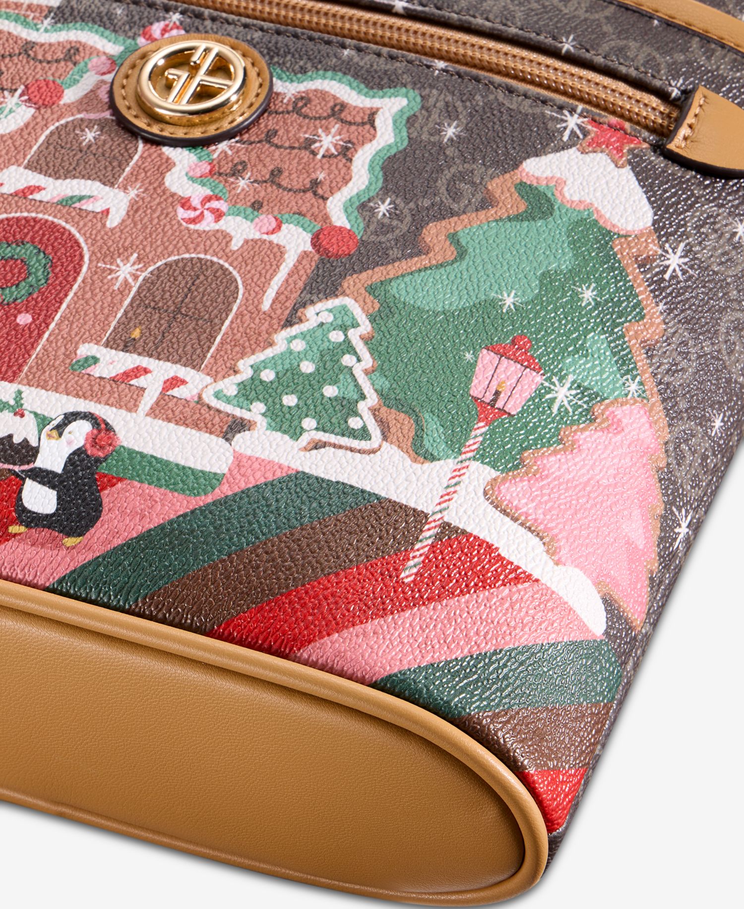 Gingerbread Bears North South Crossbody Bag