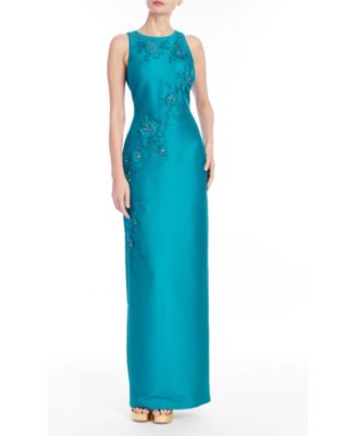 Women's Beaded Column Crewneck Gown