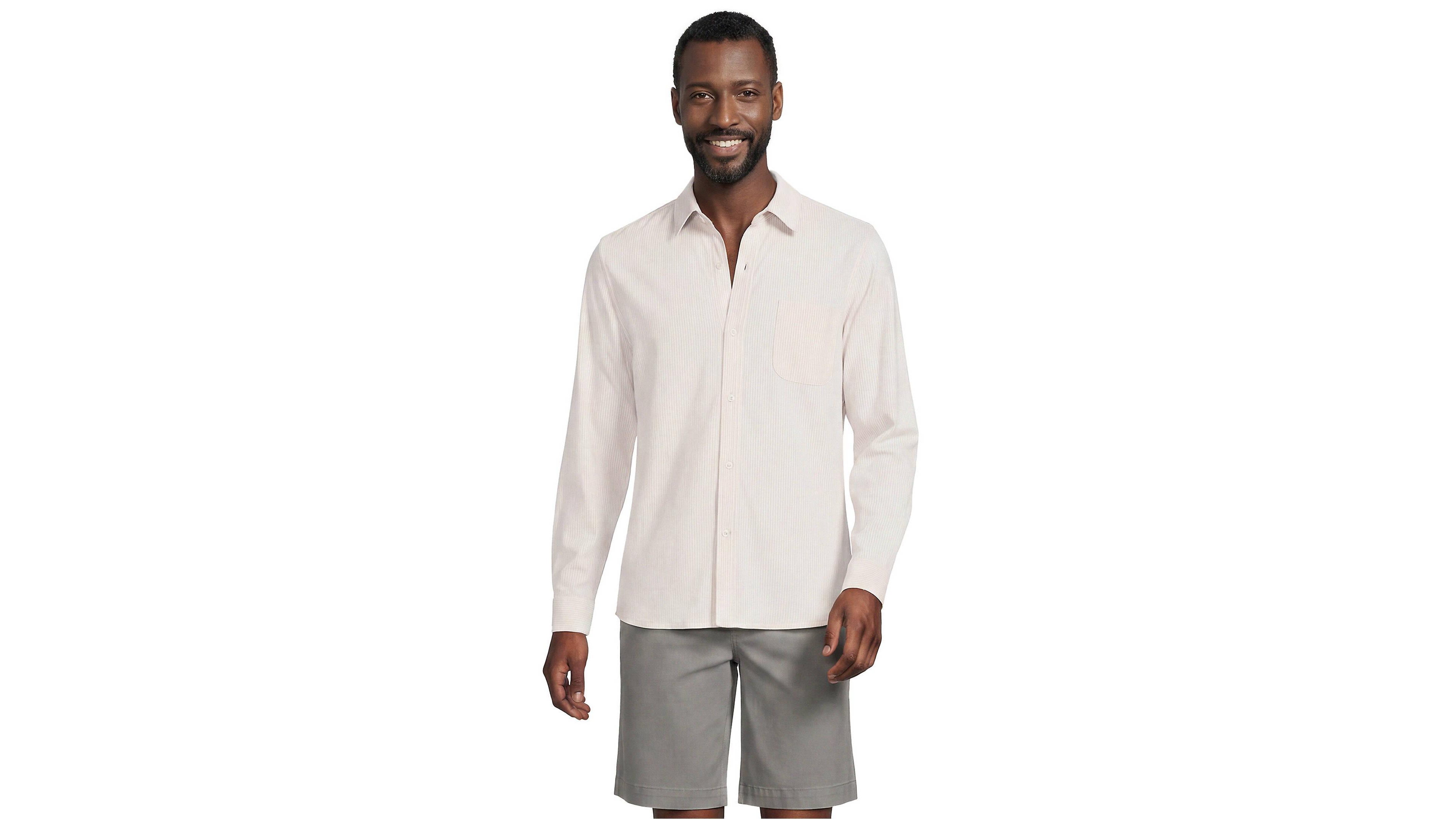 Lands' End Men's Long Sleeve Knit Button Down Shirt