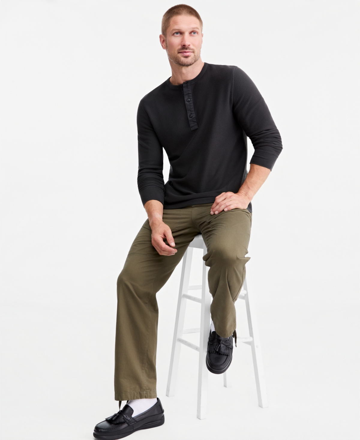 Sun + Stone Men's Thermal-Knit Long-Sleeve Henley, Macy's Exclusive