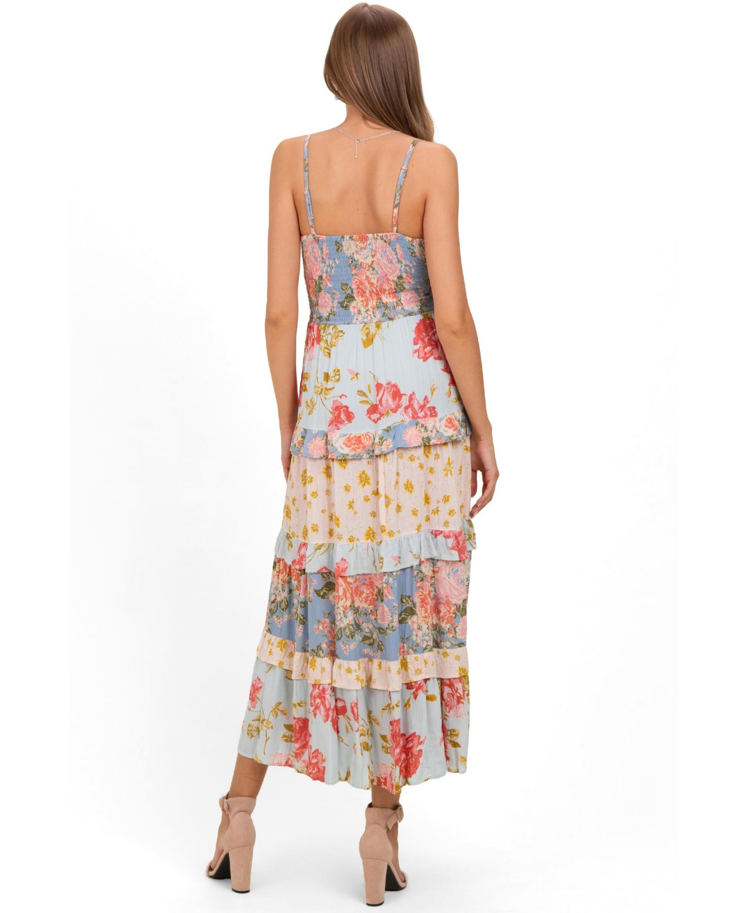 Maternity Floral Tiered Twist-Front Maxi Dress